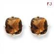 14kw 6mm Cushion Smokey Quartz Earring