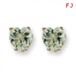 14kw 6mm Heart Green Amethyst Earring