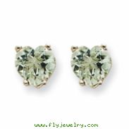 14kw 6mm Heart Green Amethyst Earring