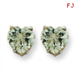 14kw 6mm Heart Green Amethyst Earring