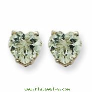 14kw 6mm Heart Green Amethyst Earring