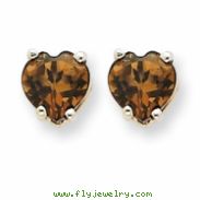 14kw 6mm Heart Smokey Quartz Earring