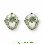 14kw 6mm Round Green Amethyst Earring