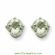 14kw 6mm Round Green Amethyst Earring