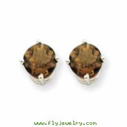 14kw 6mm Round Smokey Quartz Earring
