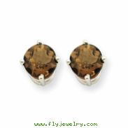 14kw 6mm Round Smokey Quartz Earring