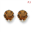 14kw 6mm Round Smokey Quartz Earring