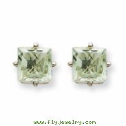 14kw 6mm Square Green Amethyst Earring