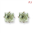 14kw 6mm Square Green Amethyst Earring