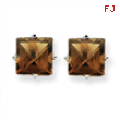 14kw 6mm Square Smokey Quartz Earring