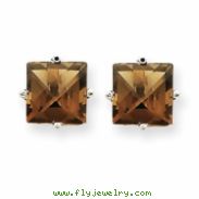 14kw 6mm Square Smokey Quartz Earring