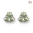 14kw 6mm Trillion Green Amethyst Earring