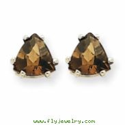 14kw 6mm Trillion Smokey Quartz Earring