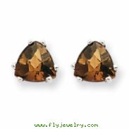 14kw 6mm Trillion Smokey Quartz Earring