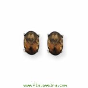 14kw 6x4 Oval Smokey Quartz Earring