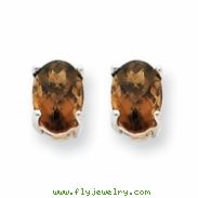 14kw 6x4 Oval Smokey Quartz Earring