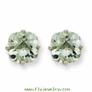 14kw 7mm Cushion Green Amethyst Earring