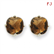 14kw 7mm Cushion Smokey Quartz Earring