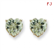 14kw 7mm Heart Green Amethyst Earring