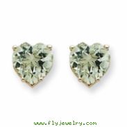 14kw 7mm Heart Green Amethyst Earring