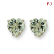 14kw 7mm Heart Green Amethyst Earring