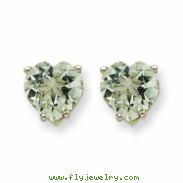 14kw 7mm Heart Green Amethyst Earring