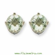 14kw 7mm Round Green Amethyst Earring