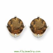 14kw 7mm Round Smokey Quartz Earring