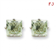 14kw 7mm Square Green Amethyst Earring