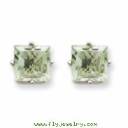 14kw 7mm Square Green Amethyst Earring