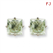 14kw 7mm Square Green Amethyst Earring