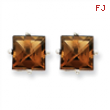 14kw 7mm Square Smokey Quartz Earring