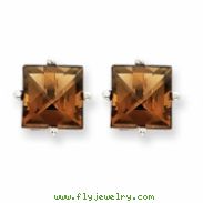 14kw 7mm Square Smokey Quartz Earring