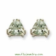 14kw 7mm Trillion Green Amethyst Earring