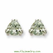 14kw 7mm Trillion Green Amethyst Earring