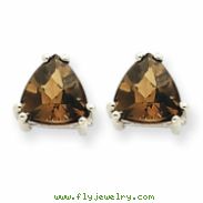 14kw 7mm Trillion Smokey Quartz Earring