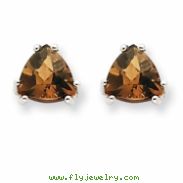 14kw 7mm Trillion Smokey Quartz Earring