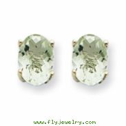 14kw 7x5 Oval Green Amethyst Earring