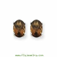14kw 7x5 Oval Smokey Quartz Earring