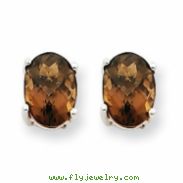 14kw 7x5 Oval Smokey Quartz Earring
