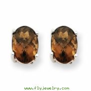 14kw 7x5 Oval Smokey Quartz Earring