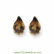 14kw 7x5 Pear Smokey Quartz Earring