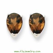 14kw 7x5 Pear Smokey Quartz Earring