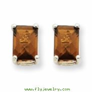 14kw 7x5mm Emerald Smokey Quartz Earring