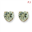 14kw 8mm Heart Green Amethyst Earring