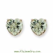 14kw 8mm Heart Green Amethyst Earring