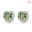 14kw 8mm Heart Green Amethyst Earring