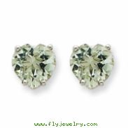 14kw 8mm Heart Green Amethyst Earring