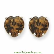 14kw 8mm Heart Smokey Quartz Earring