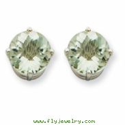 14kw 8mm Round Green Amethyst Earring